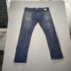 Naked & Famous Jeans Mens Blue Medium Wash Slim Tapered Denim Fits 40x33